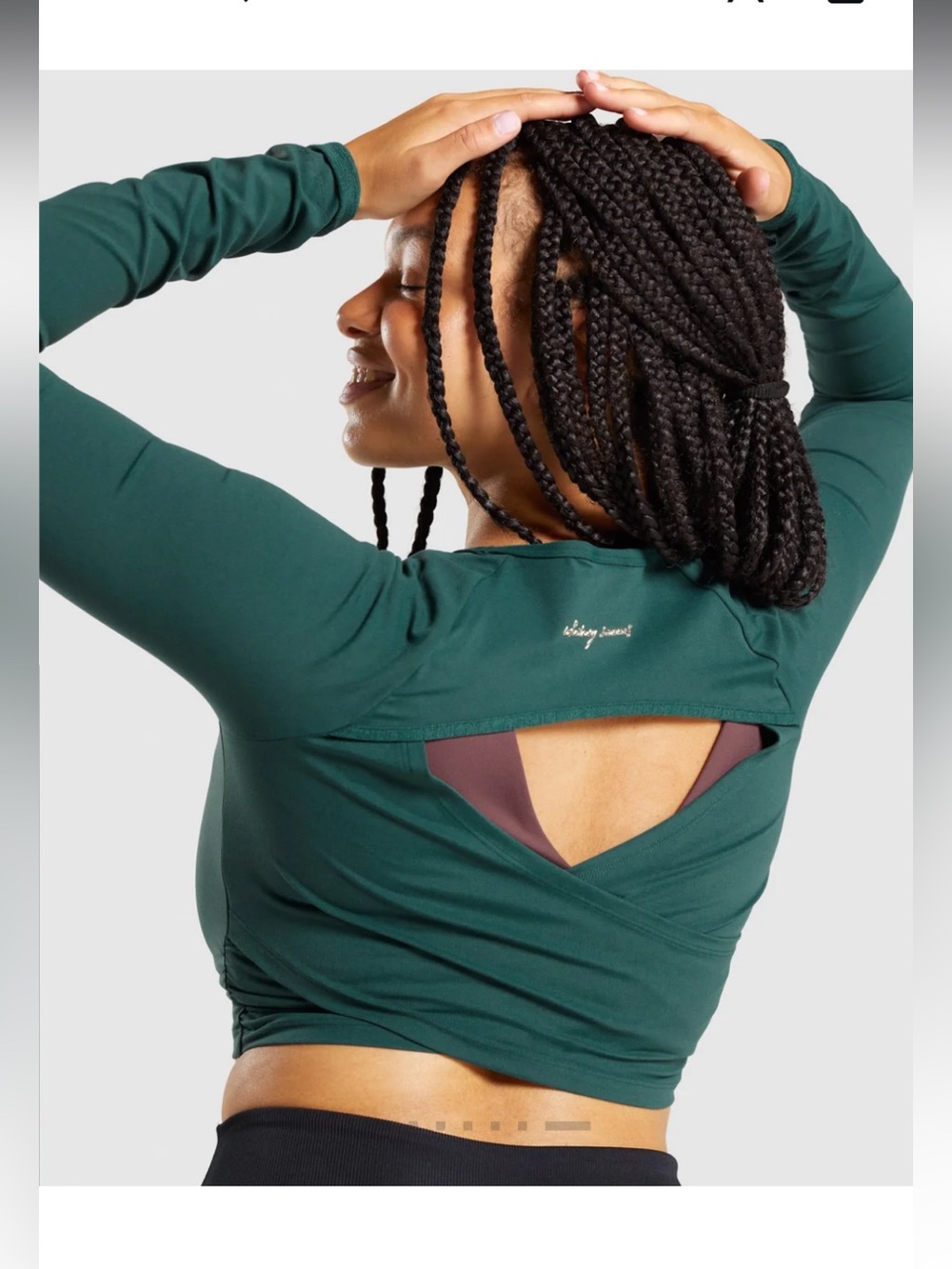 Gymshark Women's Long Sleeve Twist-Back Top in Forest Green